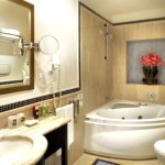 inside the bathroom with jacuzzi